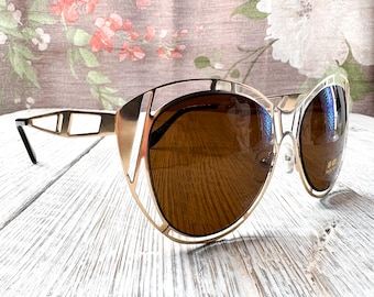 Gold Metal Cat-Eye-Sonnenbrille: Frauenbrille