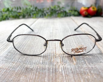 Vintage Gunmetal Square Eyeglass Frames: 1990s Deadstock Glasses