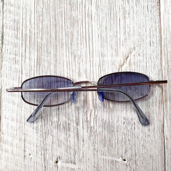 Vintage Rectangular Sunglasses: Blue Lens Silver … - image 7