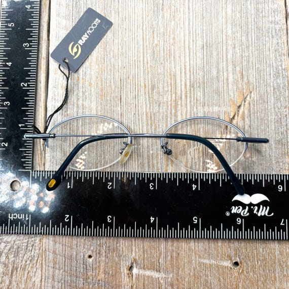 Oval Eyeglass Frames: Matte Metallic Blue Vintage… - image 5