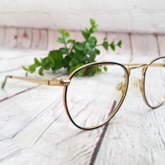 1980s round eyeglasses gold tortoise rimmed vintag