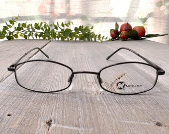 Vintage Black Metal Eyeglass Frames: Round/Rectangle Unisex Eyewear