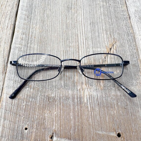 Vintage Black Rectangle Eyeglass Frames: 1990s Me… - image 7