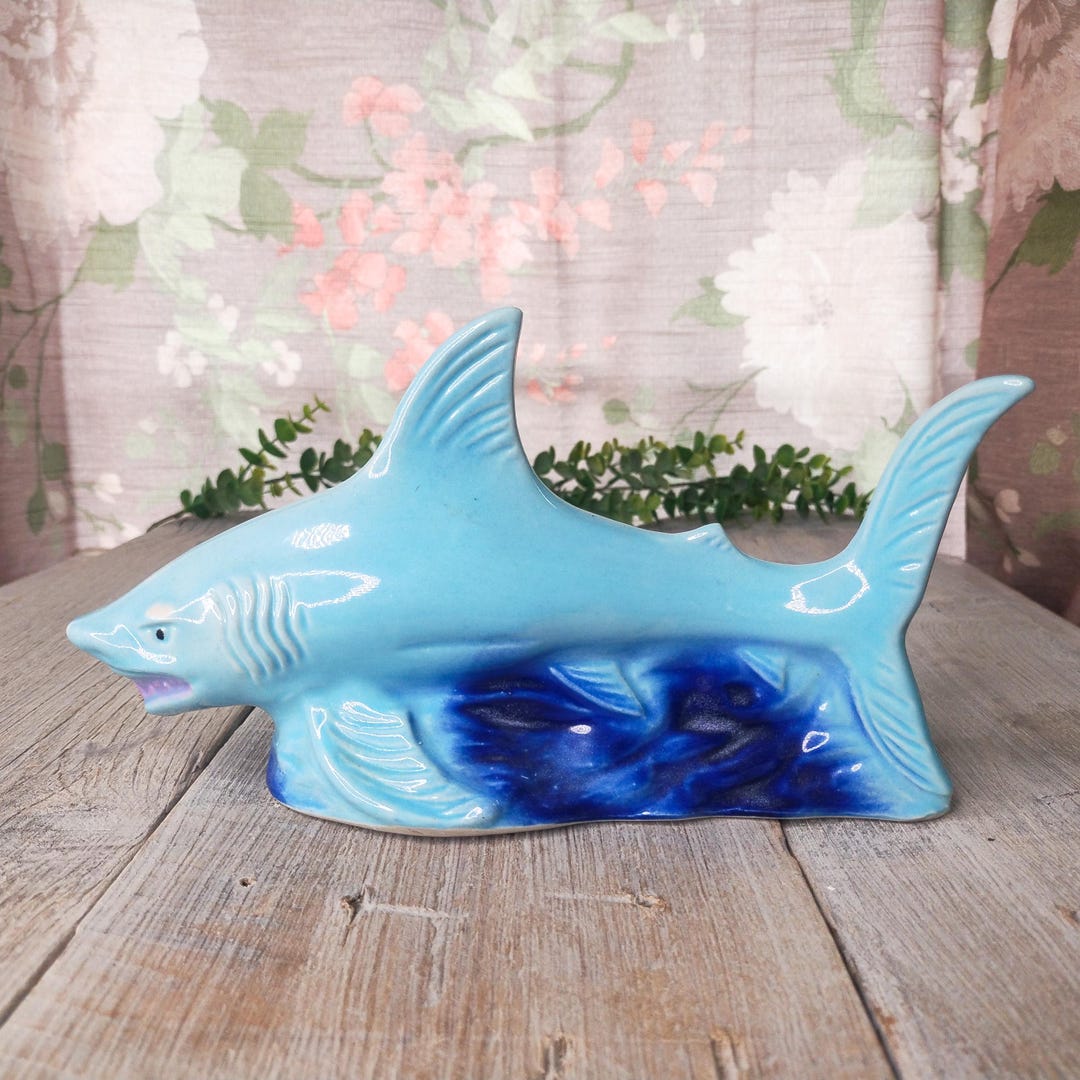 Photo inspiration: Picture Idea: Shark Statue Figurine Blue Fish Ocean Animal Ceramic Made In