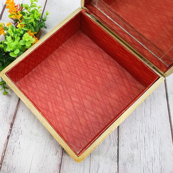 vintage large wood jewelry box with hinged lid an… - image 4