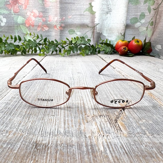 Vintage Copper Rectangle Eyeglass Frames: 90s Uni… - image 1
