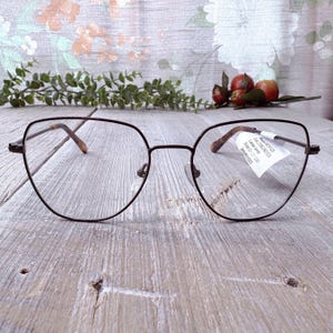 hexagon eyeglass frames only metallic brown eyeglasses deadstock vintage glasses unisex/men/women prescription eyewear accessories 1990s 90s