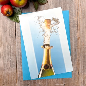 Tarjetas de felicitación de felicitación, champán espumoso para él/ella/hombre/mujer/familia/amigos, buen trabajo, bien hecho, mis mejores deseos.