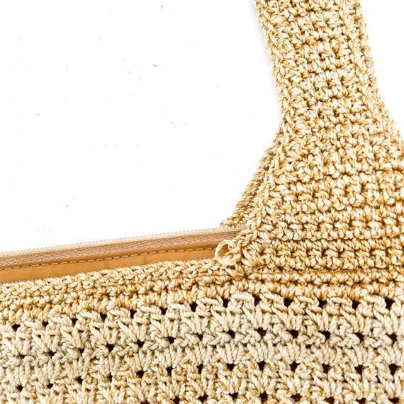 vintage THE SAK purse, beige woven purse, crochet… - image 6