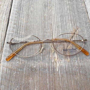 light gold eyeglass frames only oval eyeglasses unisex/men/women eyewear deadstock vintage eyewear gold-tone metal fashion accessories 90s