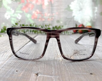 Oversized Square Eyeglass Frames: Dark Gray Marble, Vintage 1990s Deadstock