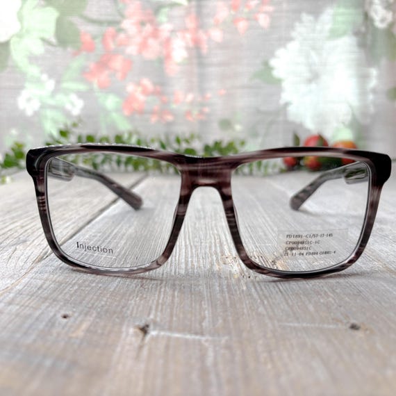 Oversized Square Eyeglass Frames: Dark Gray Marbl… - image 1