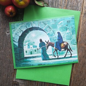 maria e giuseppe biglietto di natale matteo 2:6 pace/felicità capodanno religioso biglietto di auguri betlemme cristiano religione mamma/papà/collega