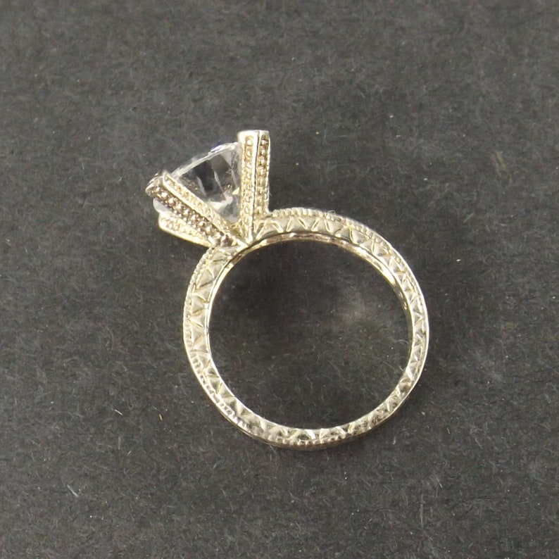 cocktail ring cubic zirconia statement ring sterling silver womens size 6.75 vintage 90s 2000s