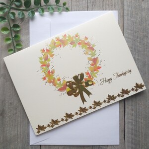 felice biglietto di ringraziamento biglietto di auguri vuoto ghirlanda autunnale vacanze autunnali adulto/famiglia/vicini/amico/collega/mamma/papà/madre/padre/zia