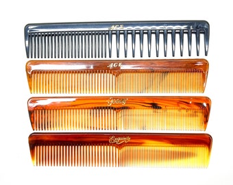 vintage hair comb NOS plastic comb, hair accessories, tortoise shell, fine tooth comb, wide tooth comb, ace, goody, exquisite