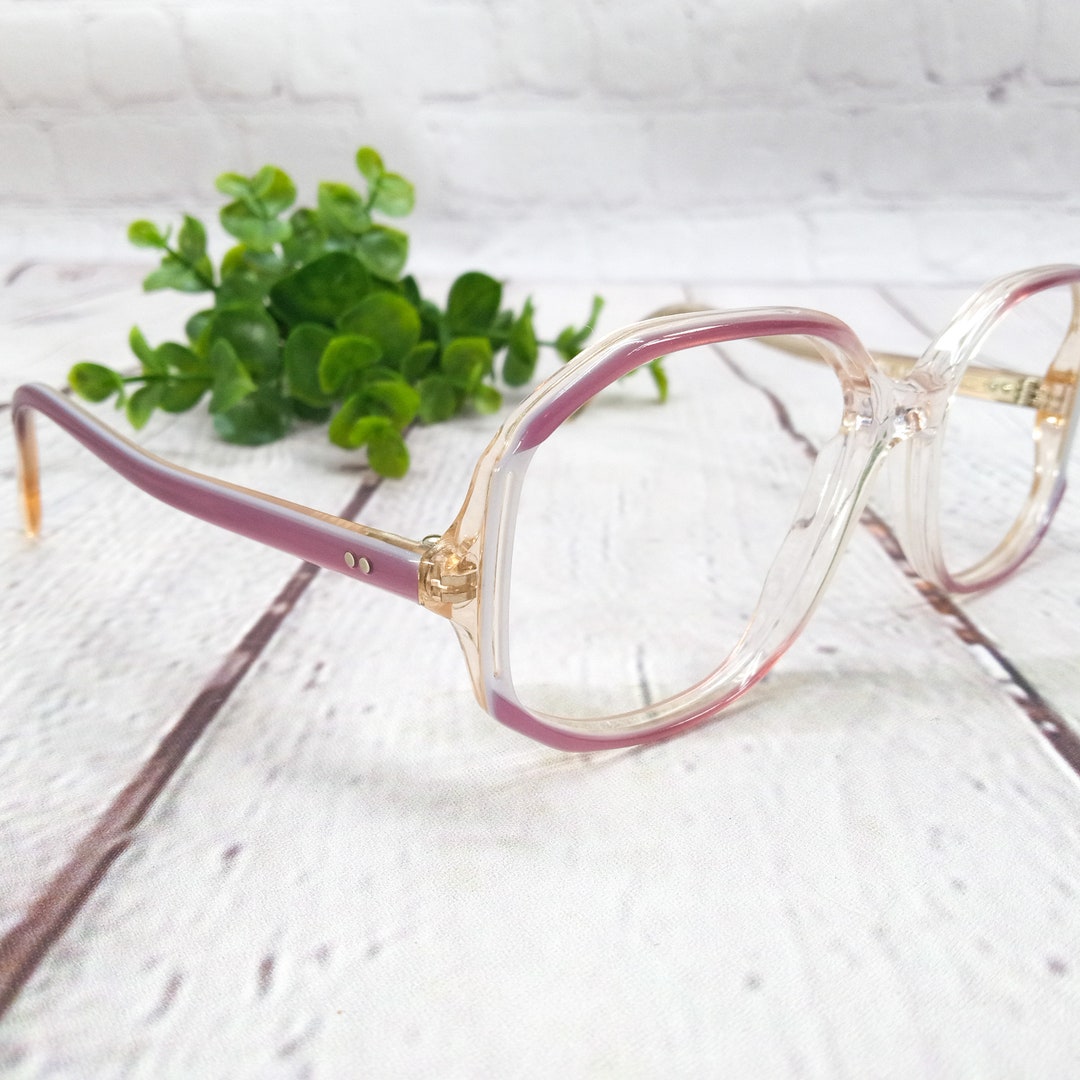 1980s Large Round Eyeglasses Pink Pearl Vintage Eye Glasses Etsy