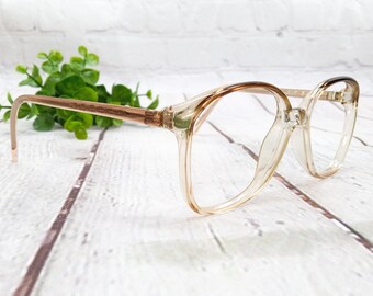 1980s large square/round eyeglasses clear gray vintage eye glasses women men eyeglass frames NOS