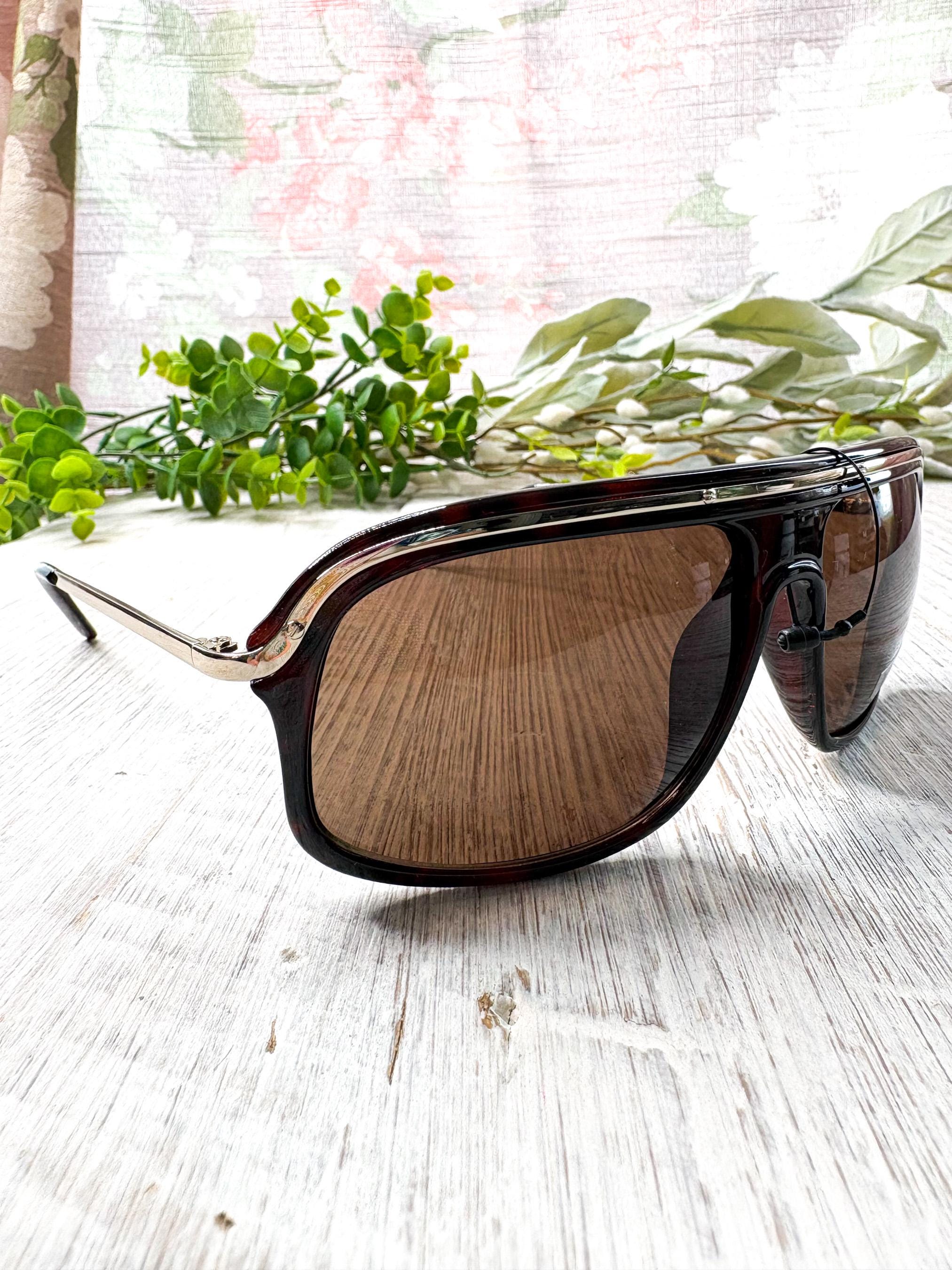 Square Aviator Sunglasses: Brown Plastic Frames Silver Metal Arms