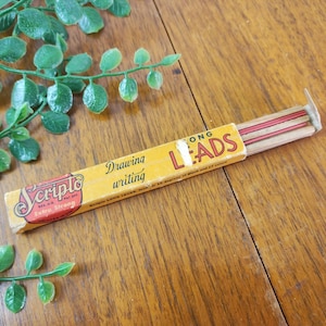 red scripto pencil leads original box 3pc vintage mechanical pencil drawing writing long lead extra strong usa