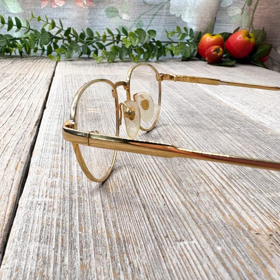 Gold Tortoise Round Eyeglass Frames: Vintage 90s … - image 3