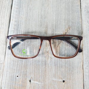 square eyeglasses clear dark brown eyeglass frames vintage deadstock eyewear accessories glasses nos eyewear unisex/men/women