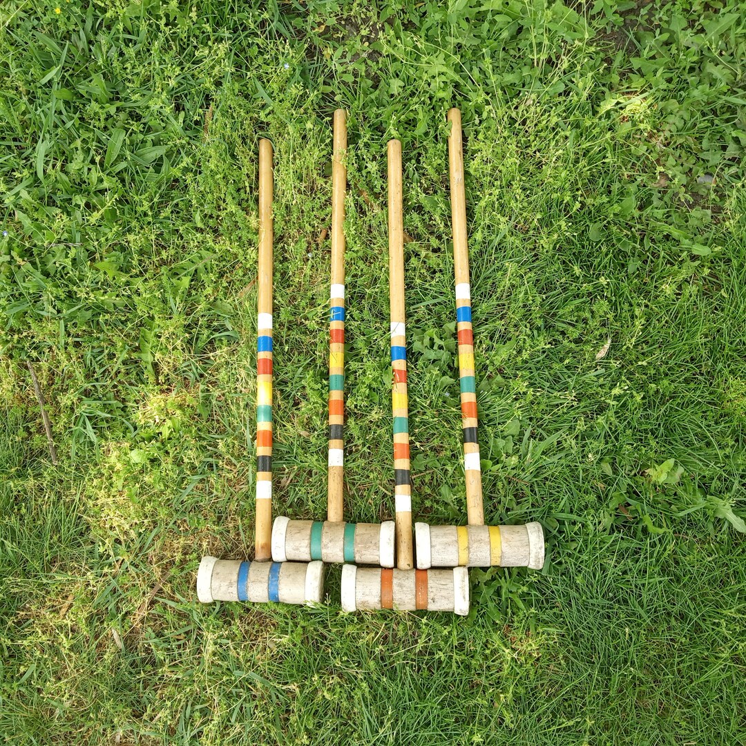 Vintage Croquet Mallet Wooden Sticks Wood Croquet Mallets Etsy