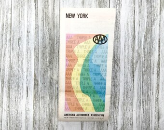 1970s vintage new york map, road map, travel map, city map, street map, highway map, wall decor