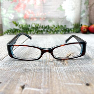 eyeglass frames only tortoise blue 51[]17/135 rectangle eyeglasses unisex/men/women glasses 90s fashion style nos/vintage/deadstock eyewear