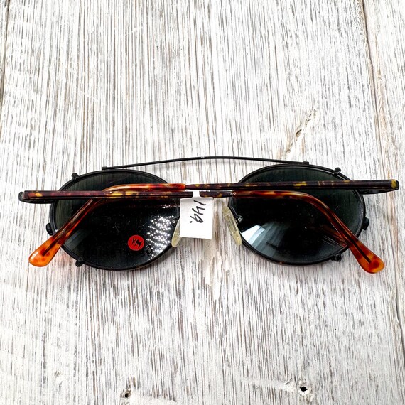 Round Eyeglass Frames: Matte Gunmetal & Brown Tor… - image 6