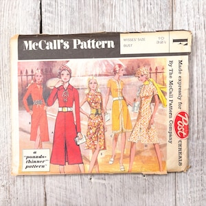 May include: Vintage McCall's Pattern envelope featuring illustrations of women's dresses. The envelope is labeled "McCall's Pattern" and includes the size 10, bust 32 1/2. The cover art shows four different dress designs in various colors.