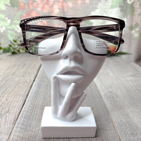 Oversized Square Eyeglass Frames: Dark Gray Marbl… - image 5