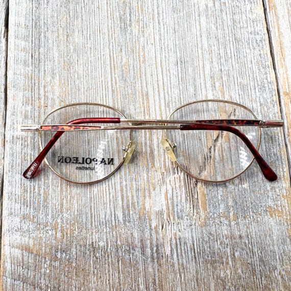 ブラウンラウンドフレーム　アンティークメガネ ヴィンテージラウンド眼鏡フレーム：銅とライトゴールドのユニ