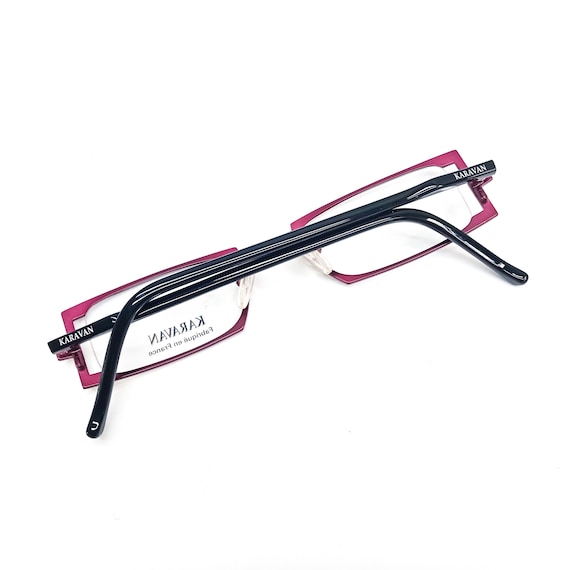2000s KARAVAN large rectangle eyeglasses red blac… - image 5