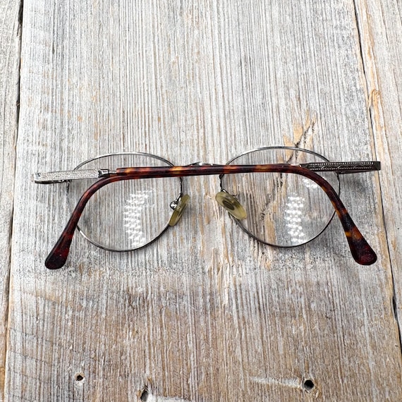 Vintage Tortoiseshell Pewter Round Eyeglasses Fra… - image 7