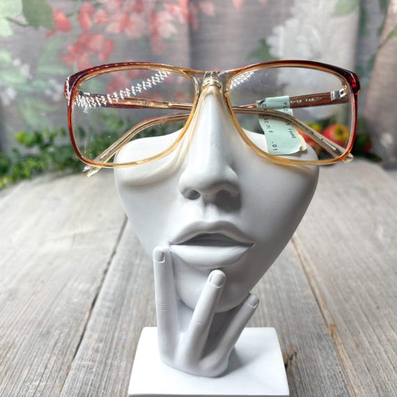 Oversized Square Eyeglass Frames: Clear Brown Vin… - image 4