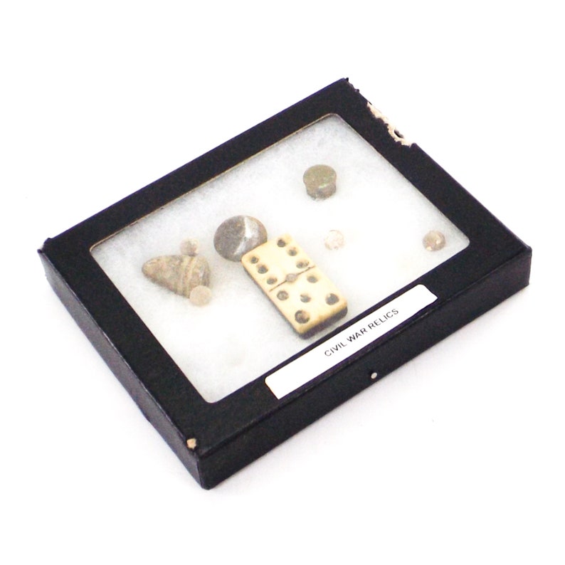 vintage civil war relics souvenir display shadow box