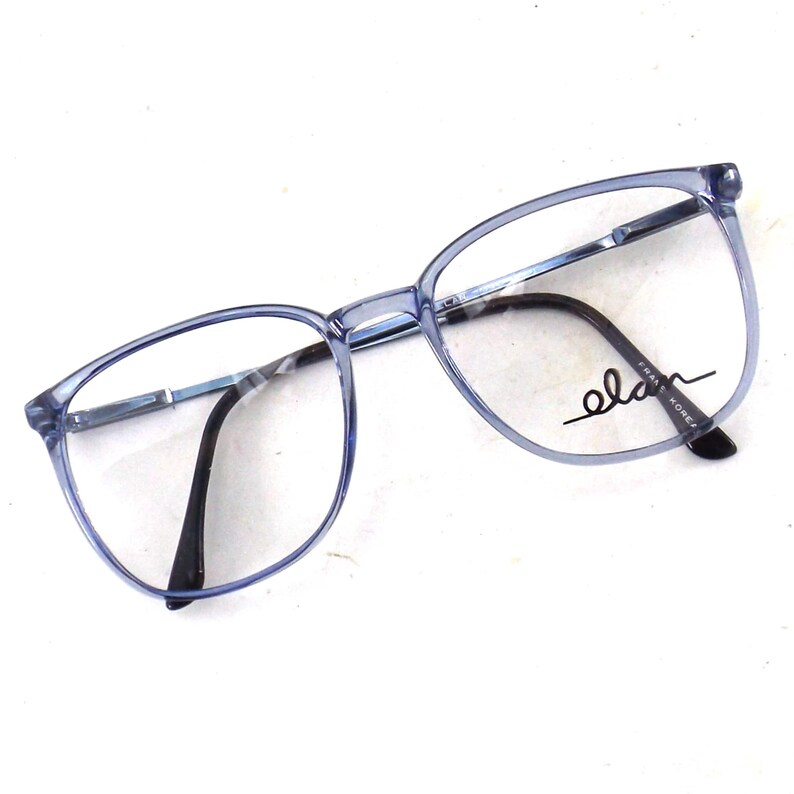 vintage oversized blue eyeglasses vintage 80s round eye glasses frames plastic periwinkle image 5