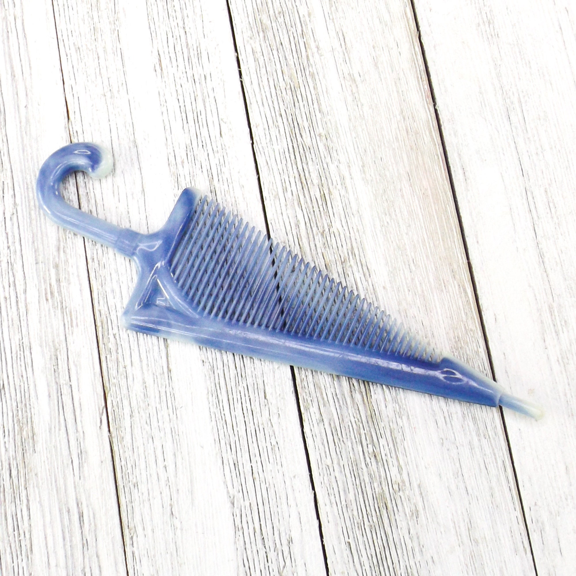 Vintage Umbrella Hair Comb: Colorful Depose Plastic, Made in  display picture 3