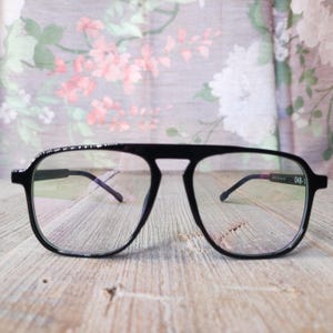 flat-top square aviator glasses frames only deadstock vintage unisex/men/women fashion accessories eyewear eyeglasses nos eyeglass dark blue