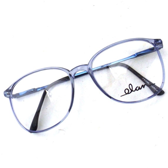 vintage eyeglasses 80s NOS oversized slate blue e… - image 1