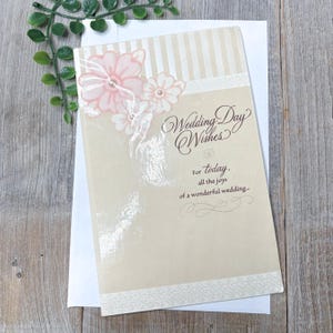 Le jour du mariage, carte de voeux félicitations homme/femme/lui/son mariage, la mariée, le marié, cartes de voeux américaines, stock inutilisé, vintage, neuf, ancien