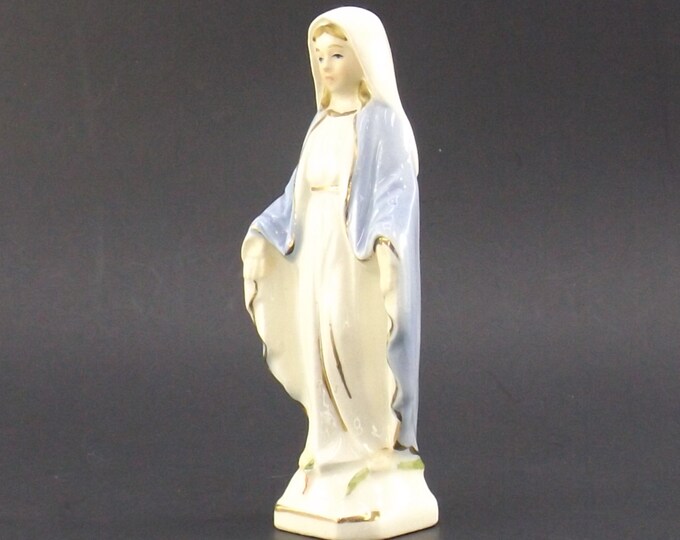 Vintage Virgin Mother Mary Statue Statuette Vintage Ceramic Religious