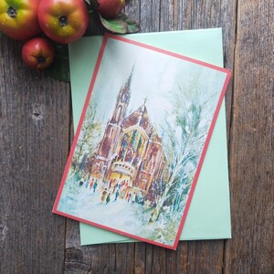 chiesa tempio cartolina di natale religioso biglietto di auguri corinzi 9:15 religione cristiana cancelleria vintage famiglia/mamma/papà/madre/padre Dio