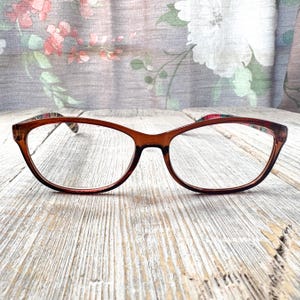 cat-eye reading glasses +2.00 brown with multi-color flowers women readers eyeglasses