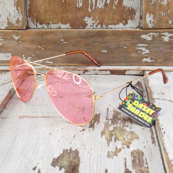 pink aviator sunglasses vintage sunglasses tinted 