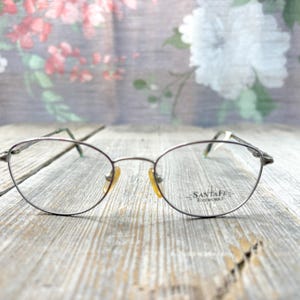 vintage eyeglass frame only eyeglasses round matte silver/purple metal 49[]18/135 womens prescription eyewear deadstock new old stock nos