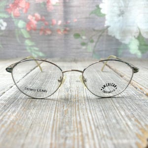 round/oval glasses frames only 50[]18/135 women/men/unisex silver/blue demi eyewear eyeglasses deadstock vintage
