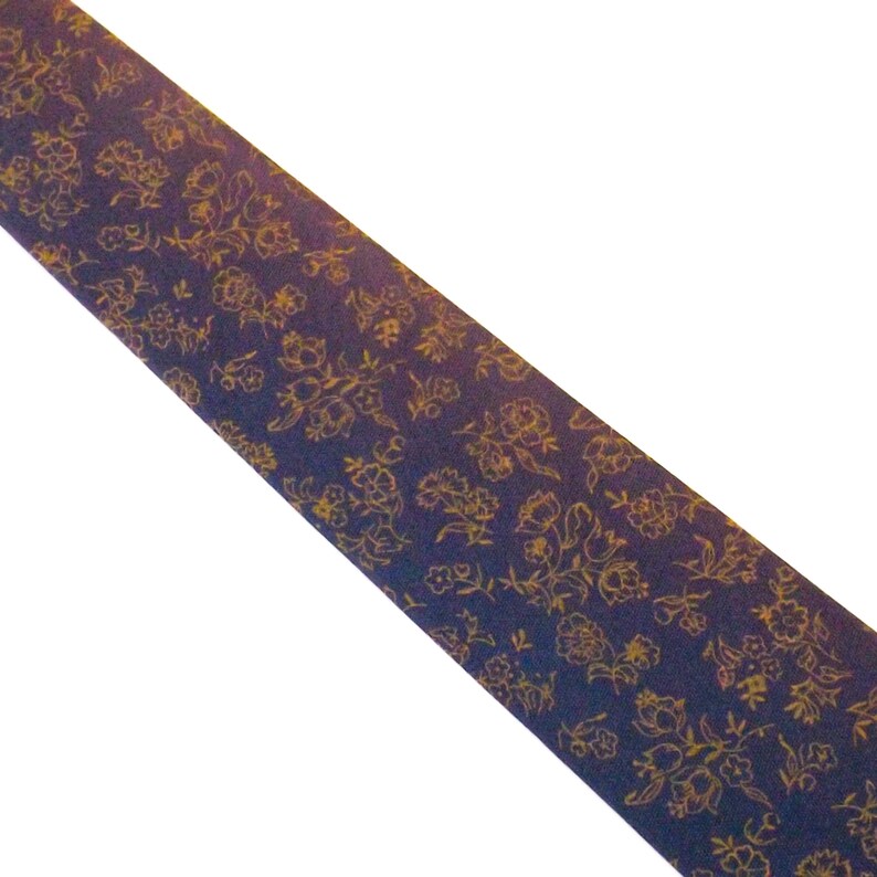 NOS vintage 1960s 50s 60s mid century modern tie purple necktie yellow floral mens 53