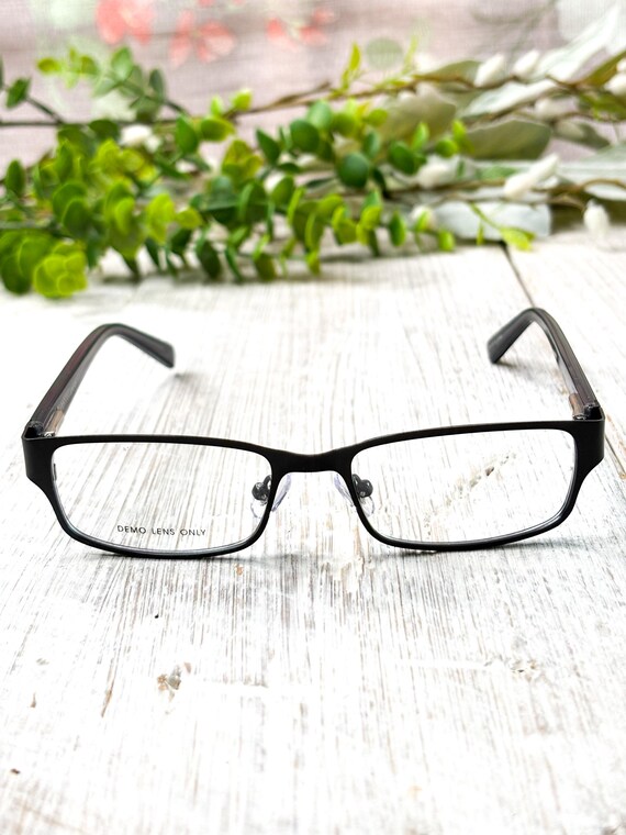 Black Rectangular Metal Eyeglass Frames: 48[]16-1… - image 3